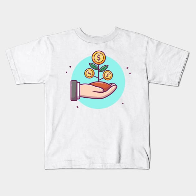 Hand bringing coin plant cartoon Kids T-Shirt by Catalyst Labs